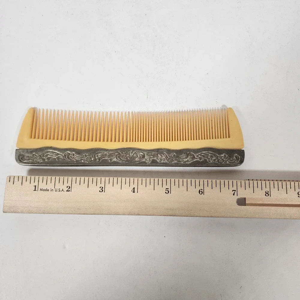 Vintage Silverplate Vanity Set Mirror Brush Comb Floral Dresser Set 3 Pc